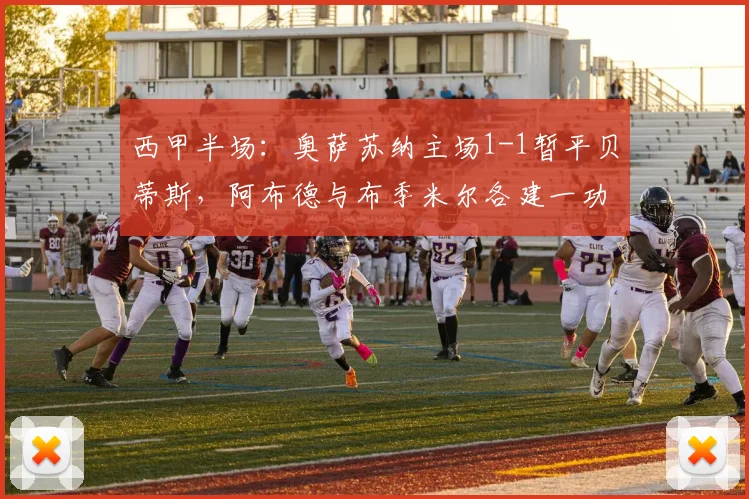 西甲半场：奥萨苏纳主场1-1暂平贝蒂斯，阿布德与布季米尔各建一功